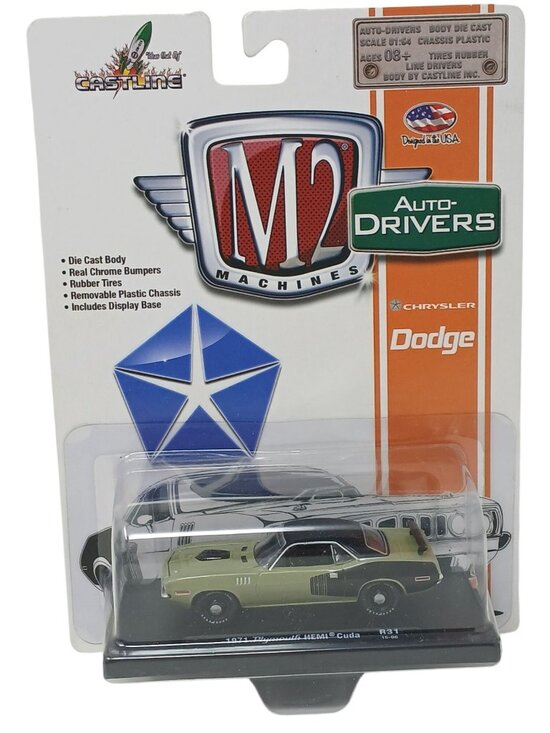 M2 Machines Other - M2 Machines Auto-Drivers 1971 Plymouth HEMI Cuda Diecast W/Display New Sealed S4